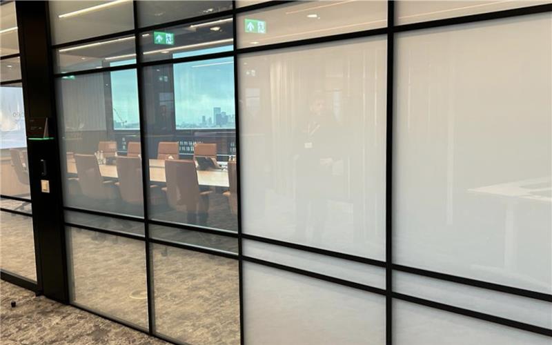 Privacy Smart Glass enhances boardroom privacy with instant opacity, ensuring confidentiality during sensitive meetings.